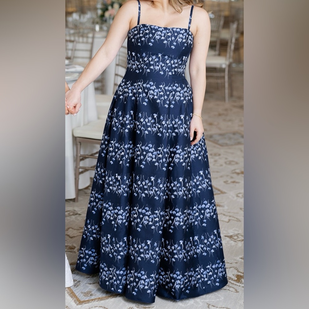 Vera Wang Navy Floral Gown